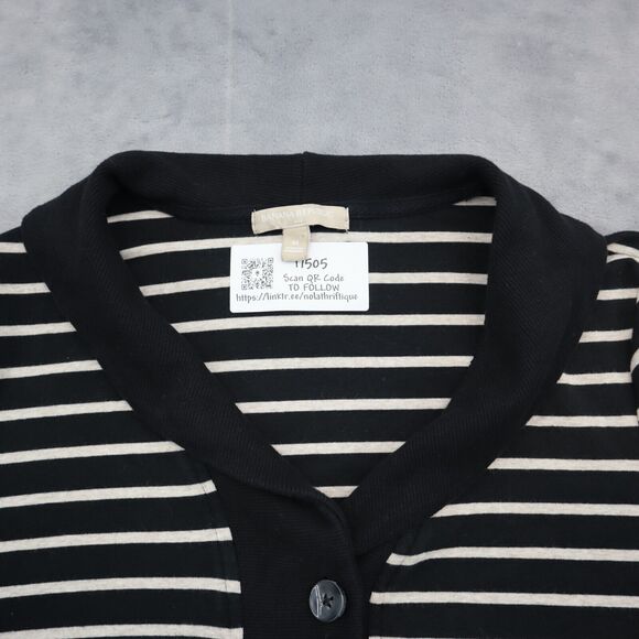 Banana Republic Sweater Womens M Black Long Sleeve Button Stripe Knit Pullover - Picture 9 of 16